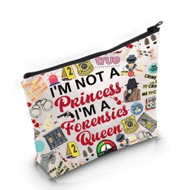 VAMSII Forensics Science Lover Gift I’m A Forensics Queen Makeup Bag Criminologist Cosmetic Bag Criminology Stu-dent Graduation Gift (Forensics Queen M C)