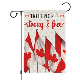Louise Maelys True North Strong & Free Garden Flags 12 x 18 Inch Double Sided Burlap Canadian Flag 1st July Banner for Canada Day Patriotic Outdoor Decorations(Only Flags)