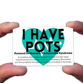 Postural Orthostatic Tachycardia Syndrome POTS Awareness Medical ID Card, 0.44 mm Thick, Metal, Pearl Finish, for Wallet or Lanyard