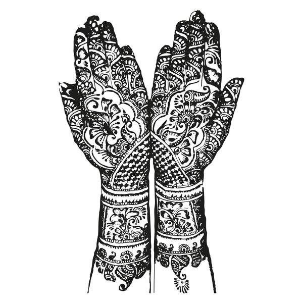 Henna Hands Wall Decal Home Decor. India Home Decor. (Black) 42in Tall X 27in Wide. #OS_AA383s