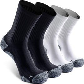 SITOISBE Cushioned Compression Unisex Mid-crew Socks 4-Pack, X-Large, Black White