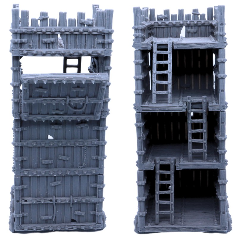 Siege Tower Medieval Battle Scatter Terrain Fantasy Historical Miniatures, Wargames