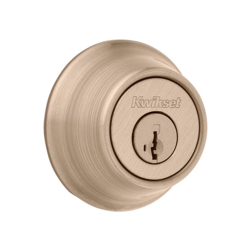 Kwikset SmartKey Security Antique Brass Metal Double Cylinder Deadbolt