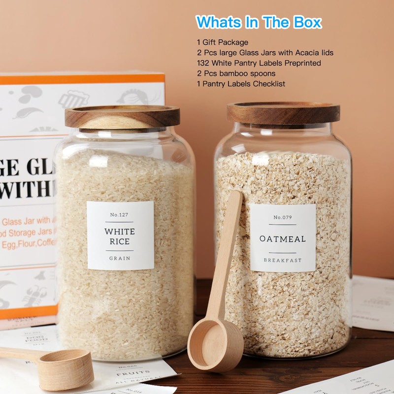 CZSZYGHBAO 2 PCS Large Glass Jar with Airtight Lid, Glass