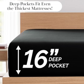 Southshore Fine Living, Inc. Premium Collection, 6-Piece, Deep Pocket Sheet Set, Easy Care, Shrinkage Free Sheet Set with 1 Flat Sheet, 1 Fitted Sheet, 4 Pillowcases, Black, Full