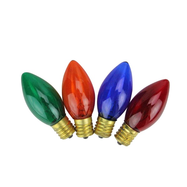 Pack of 4 Multi-Colored C7 Transparent Christmas Replacement Bulbs