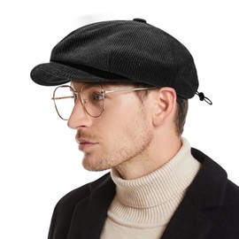 Clakllie Classic Twill Newsboy Hat Adjustable Octagonal Cap Low Profile Casual Hat Pageboy Flat Ivy Duckbill Golf Cap Hats,BL45-Black