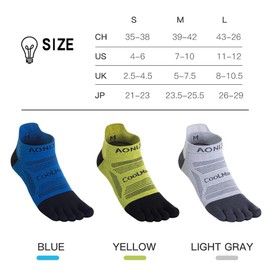 AONIJIE Running Ankle Toe Socks for Men and Women Lightweight Coolmax High Performance Five Finger Athletic Socks