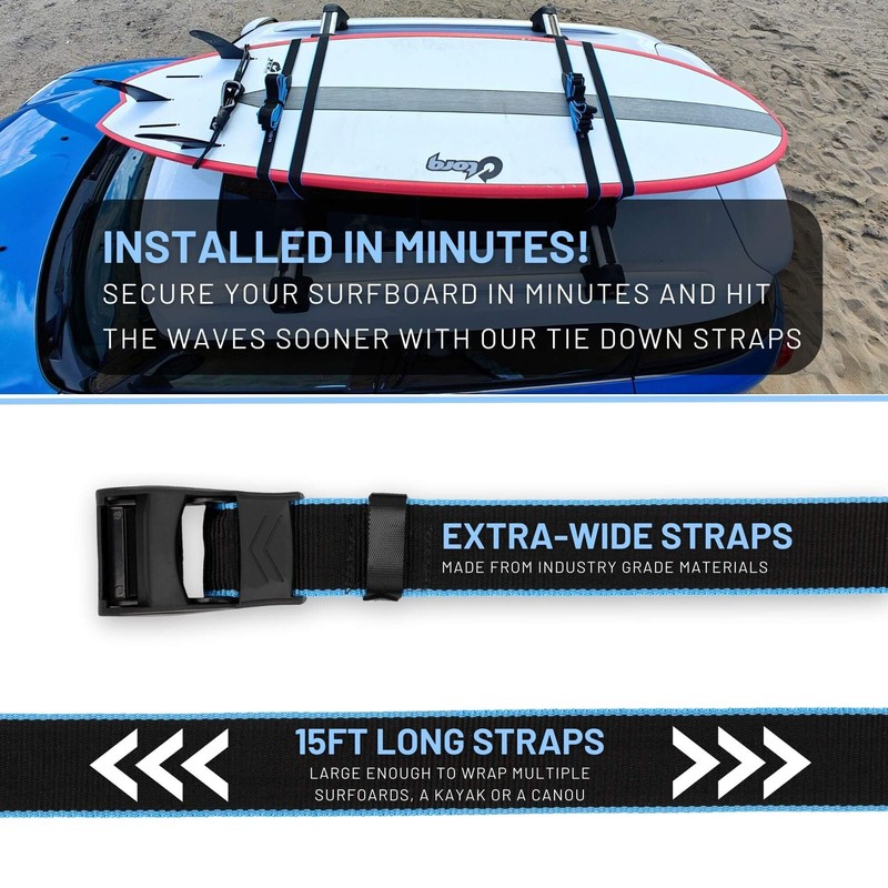 Hang 11 Surfboard Tie Down Straps for Roof Rack, Extra