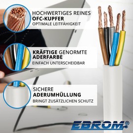 cooker connection cable H05VV-F 5G2,5 mm² – 5 x 2.5 mm², White, 3 m