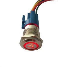 Etopars 12 V, 5 A, 19 mm, luz LED roja para coche, emergencia, botón de advertencia de peligro, interruptor de palanca de metal de acero inoxidable