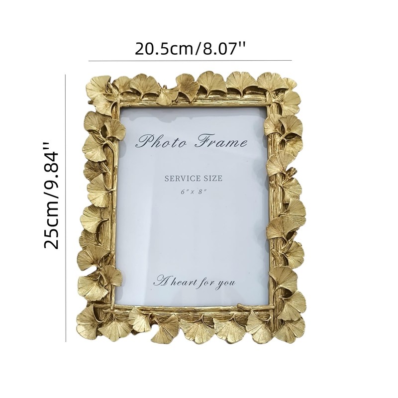 Gold Ginkgo Leaf Vintage Picture Photo Frames 6x8 IN