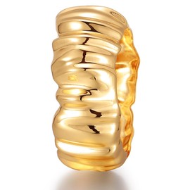 KISS WIFE Gold Bangles for Women, Chunky Gold Cuff Bracelets, Trendy Irregular Minimalist Open Wide Wrist Cuff Bracelet Jewelry Gift (03)