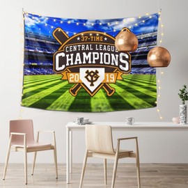 Lonsan Wall Tapestry, Tiger Logo, Yellow & Black Stripes, Home Decor 60 x 40 Inches (Champion)