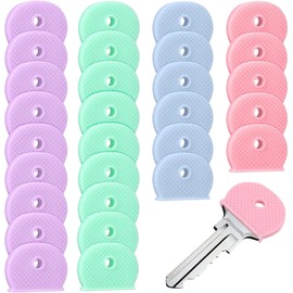 48 Pcs Key Cover Caps for House Key,Key Color Identifiers Covers Cute, Plastic Key Tags Rings Markers 4 Colors for Standard Regular Thin Flat House Keys,Labels, Indexes and Stamps, Blank Labeling Tags