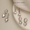TPSEWXL Silver Heart Dangle Hoop Stud Earrings For Women 14k