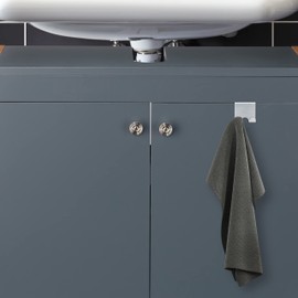 Relaxdays Door Set of 4, Stainless Steel, Double Hooks, for Hallway, Bedroom, Bathroom, HWD 6.5 x 7 x 5 cm, Silver, Steel