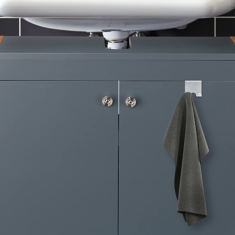 Relaxdays Door Set of 4, Stainless Steel, Double Hooks, for