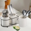 Bekith 3-Piece Ceramic Silverware Caddy with Metal Rack, Utensil Holder