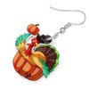 SHIGIE Thanksgiving Acrylic Pumpkin Pilgrim Hat Turkey Earrings Charming Dangle