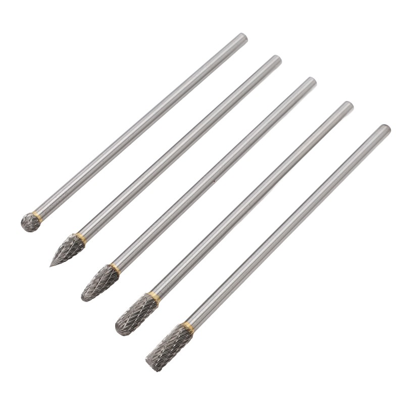 5pcs Rotary Tool Carbide Burr Set 150mm Double Grain Long