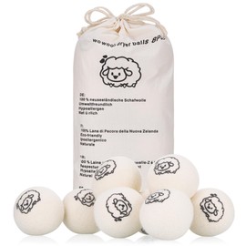 8 Stück Trocknerbälle, 8cm 100% reiner Trocknerbälle für Wäschetrockner, 100% Natürlich Chemiefrei Trocknerball Antistatisch Reduziert Falten und Trocknungszeit