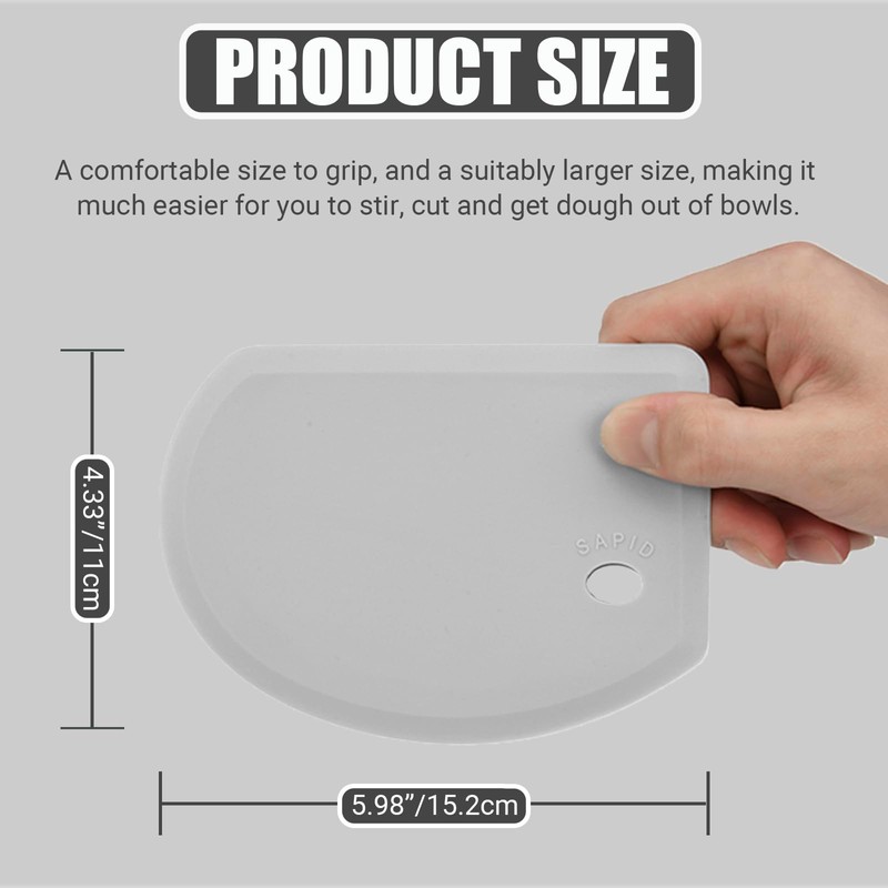 Silicone Dough Scraper with Stainless Steel Sheet, Curved Edge Flexible