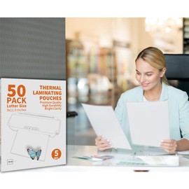 Binditek 50 Pack Thermal Laminating Pouches,5mil Laminating Sheets,9x11.5 Inches, Letter Size , Clear,HeatSeal