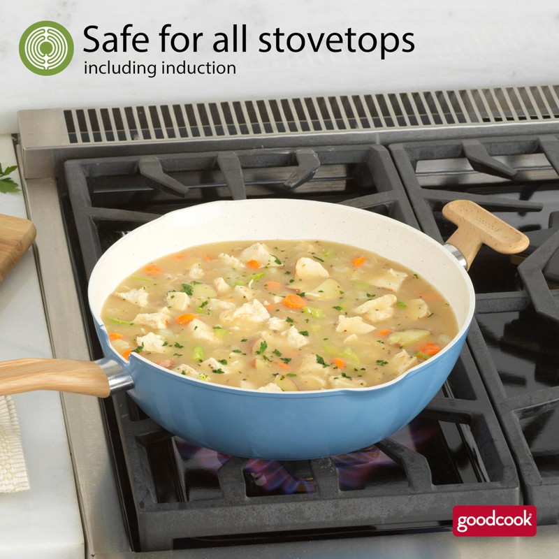 GoodCook Healthy Ceramic Titanium-infused All-in-One Pan with Tempered Glass Lid,