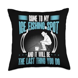 Ice Fishing Accessories for Men Fisherman Fishing Rod and Reel Combo Fisherman Ice Fisher Throw Pillow, 18x18, Multicolor