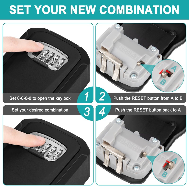 VOBUKE Key Safe with Combination Code, Outdoor Key Safe Weatherproof