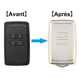QIULIFAN Renault Fob Soft TPU Key Case Cover with Key Ring for Renault Megane Clio Captur Kadjar Espace Dacia Duster Silver