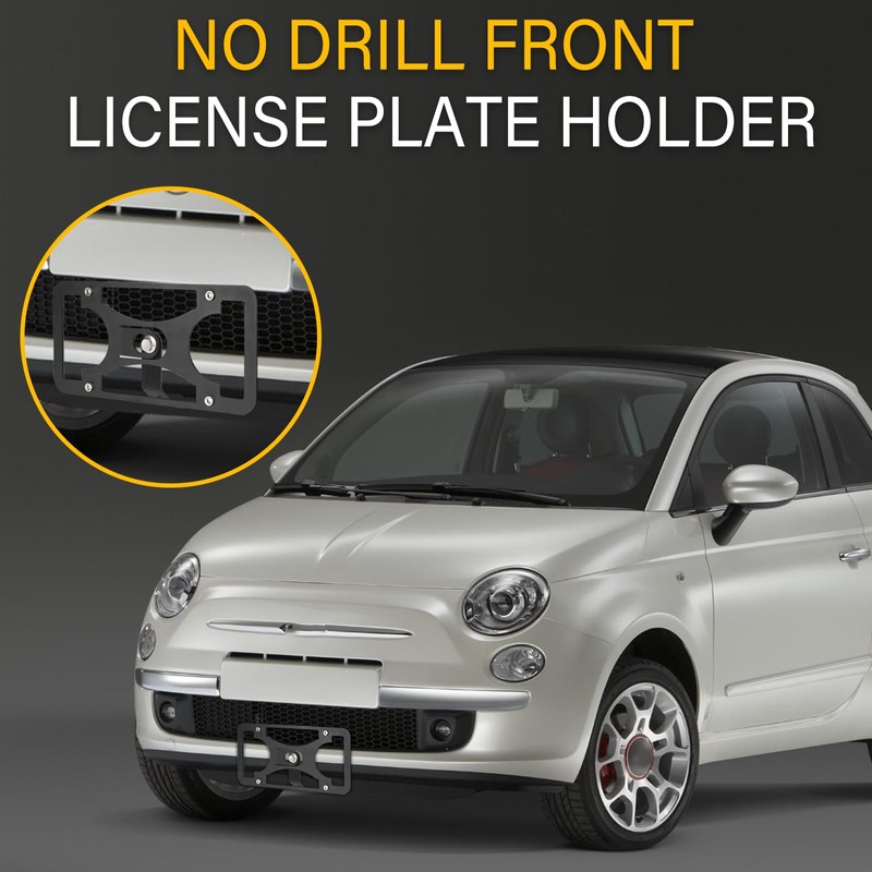 No Drill License Plate Holder Compatible with Fiat 500 Turbo