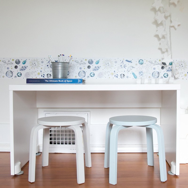 Tempaper Kids White Galaxy | Designer Removable Peel and Stick