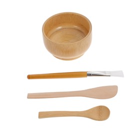 FRCOLOR 1 Set DIY Wooden Facial Mask Mixing Bowl Set Kit for Home Face Mask Creation Sturdy Safe Beauty Tools for Women for Friends Family