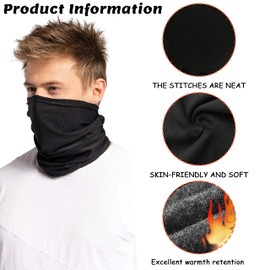 1 x winter loop scarf, neck warmer, buff tube scarf, fleece, neck warmer, ski, neck warmer for women, men and women (black), black
