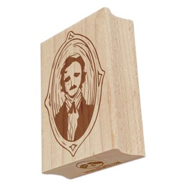 Edgar Allen Poe Vintage Victorian Portrait Rectangle Rubber Stamp for Stamping Crafting - 2.5in Large