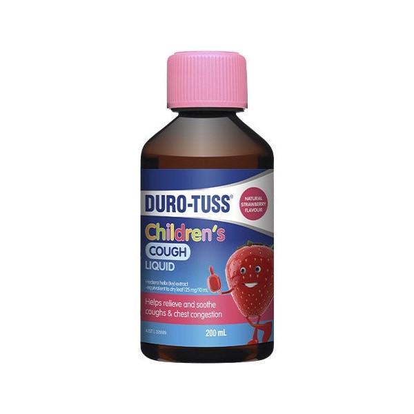 Benadryl DURO-TUSS Childrens Cough Liquid Strawberry 200mL (Limit ONE per Order)