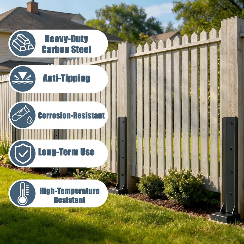 4 Pcs Fence Post Repair Kit, Quick Fix Broken/Wobbly/Tilted Wooden