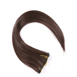 Prettyland 7-Piece Set Static Free Clip-In 50 cm Straight Long Hair Strands Hairpiece Hair Extensions Brown 6