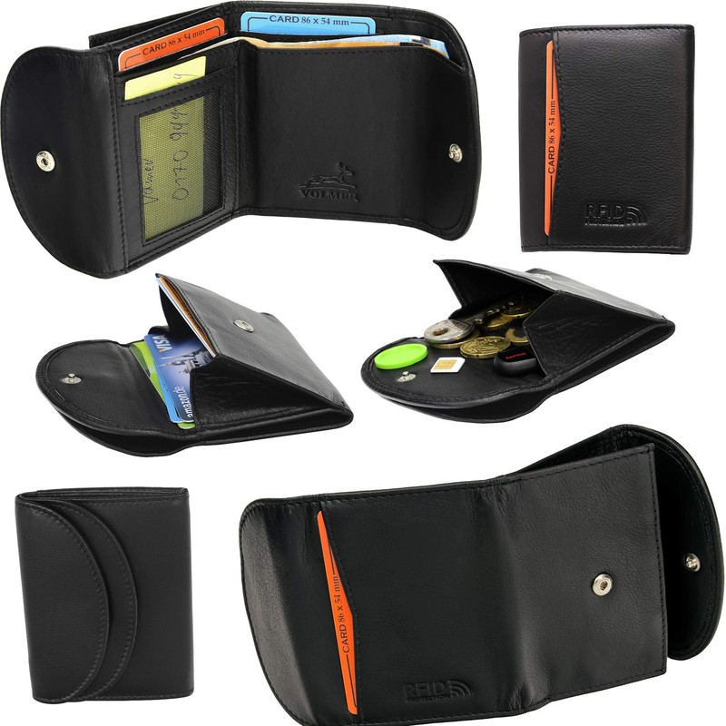 Fa.Volmer ® #Mini-Comfort RFID Mini Wallet Genuine Leather Small Wallet