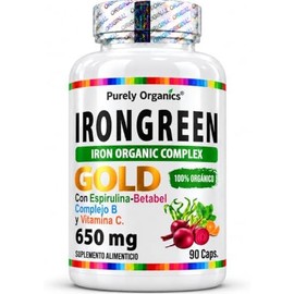 Purely Organics bisglicinato de hierro con vitamina C, 90 cápsulas