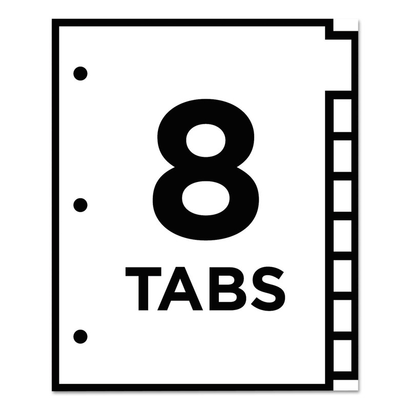 Avery 11124 Insertable Big Tab Dividers, Single 8-Tab Set, Clear-White