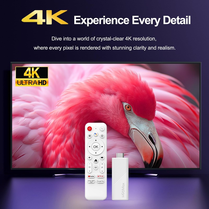 H96 MAX Android 14.0 TV Stick ATV Quad-Core WiFi6 2.4G/5.8Ghz