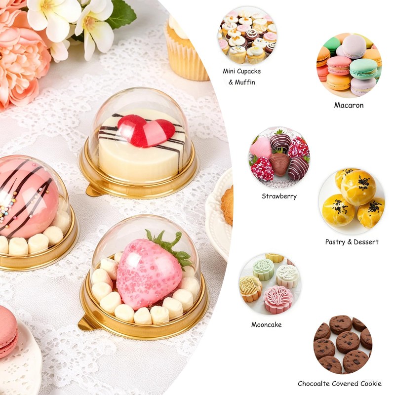 50 Pack 2 Inches Golden Mini Dessert Containers with See