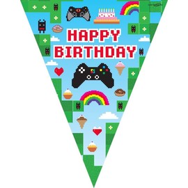 Gamer Gaming Games Party Bunting Flag Happy Birthday Party Banner Flag Bunting