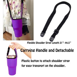 TuNan Set of 4 Tumbler 30oz Carrier Holder Pouch with Shoulder Strap, Fit for YETI, Rtic, Atlin, Ozark Trail, Rambler 30 oz Insulated Tumbler Coffee Cup, Neoprene Sleeve with Carrying Handle