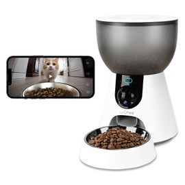 Lychee Automatic Cat Feeder with Camera-5G WiFi Pet Feeder-1304P HD Video with Night Vision-Smart App Control Pet Feeder with 2-Way Audio-4L Dry Food Dispenser for Cats and Samll Dog