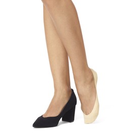 HUE womens Hidden Cotton Perfect Edge Liner With Gel Tab Socks, Cream - 3 Pair Pack, One Size US