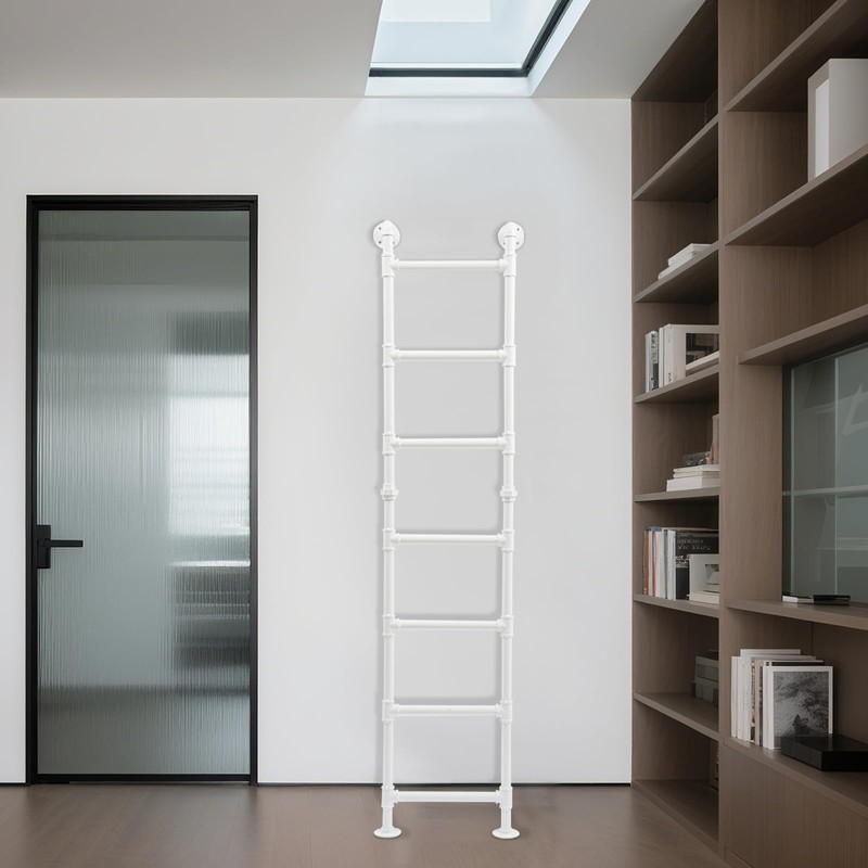 7-Step Wall Mounted Steel Ladder, Window Well Loft Ladder for